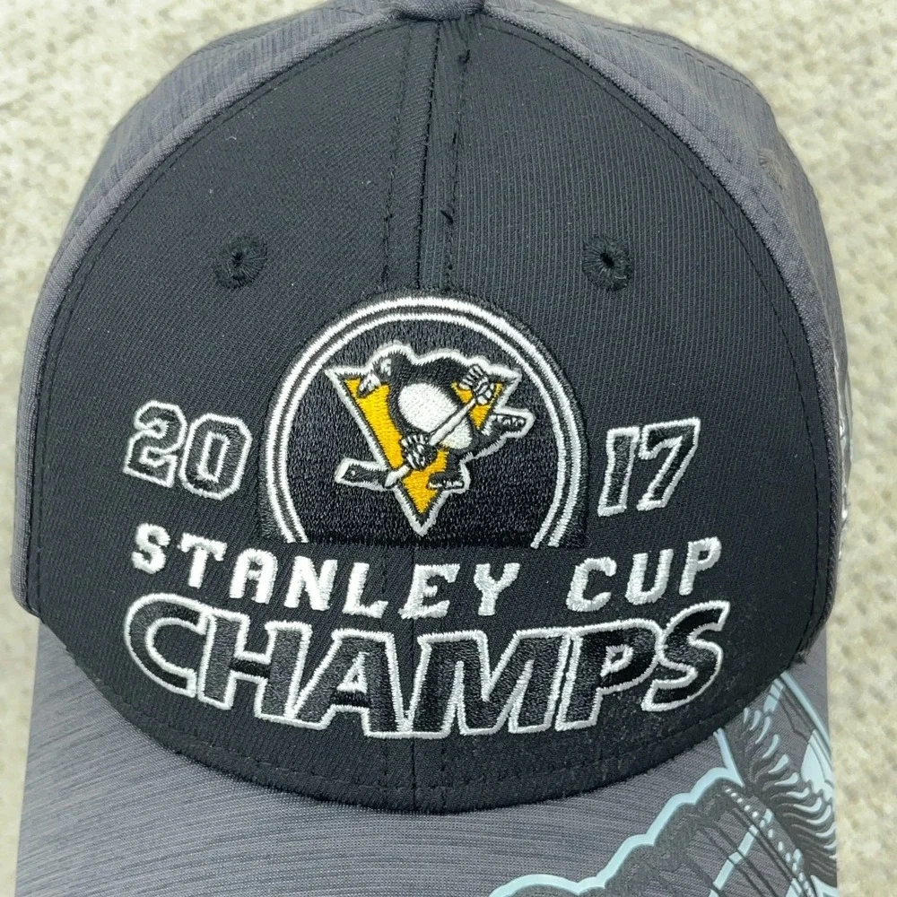 Pittsburgh Penguins Hat Cap Strap Back 2017 Stanley Cup Champs Reebok YOUTH KIDS